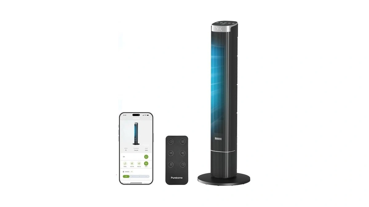 Pureborne 42” Tower Fan For Home Bedroom, Wifi, 25db Ultra-quiet,
