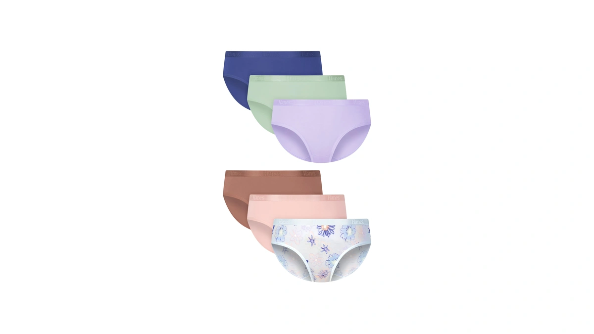 Hanes Girls' Underwear Hipsters Pack, 6-pack, Originals Supersoft Hipster Panties