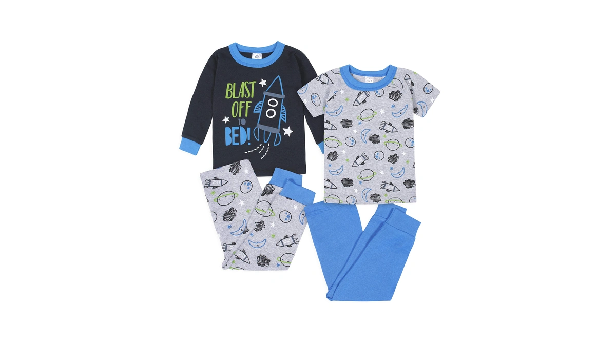 Gerber Baby Boys Toddler Snug Fit 4-piece Pajama Set, Space