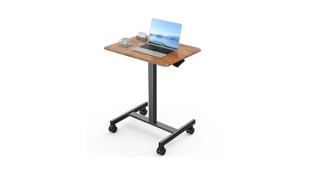 Dumos Mobile Rolling Desk With Wheels Adjustable Height