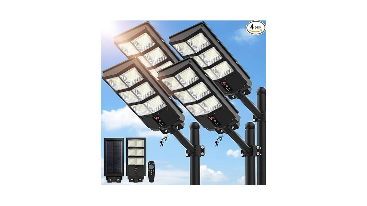 Sunwish Solar Lights Outdoor 4 Pack, Motion Sensor, Dusk To