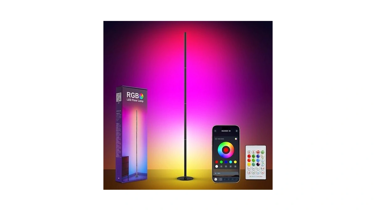 Leacuber Smart Rgbicw Led Corner Floor Lamp With App &