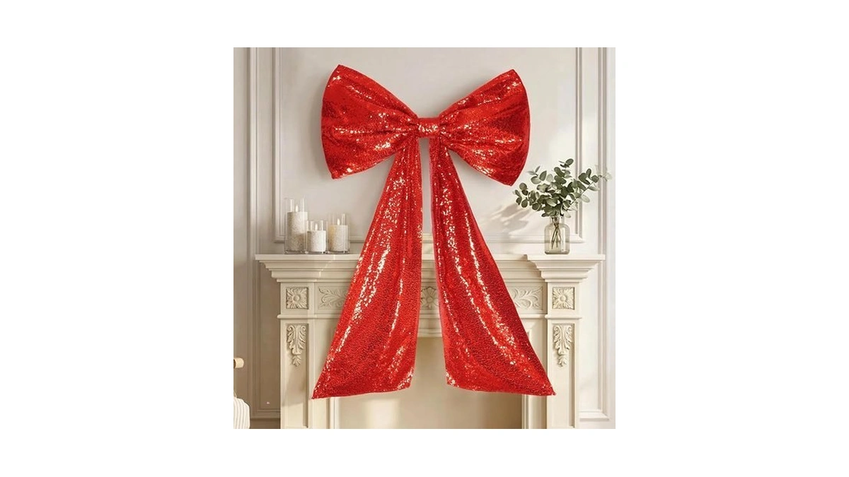 Partydelight Giant Sequin Bow Decor Red 24x36 Inch