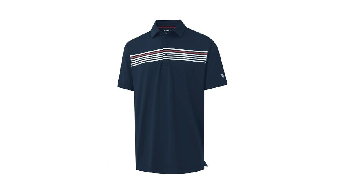 M Maelreg Mens Golf Shirts Short Sleeve Chest Print Stripe