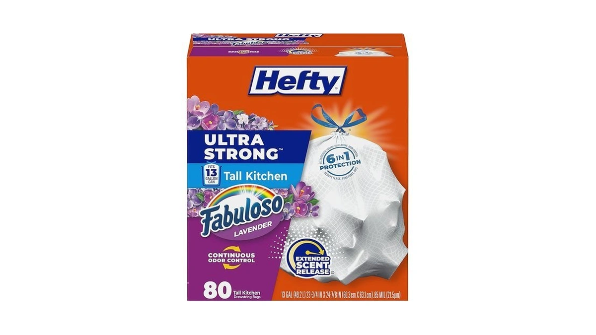 Hefty Ultra Strong 13 Gal Kitchen Trash Bags, Fabuloso Lavender,