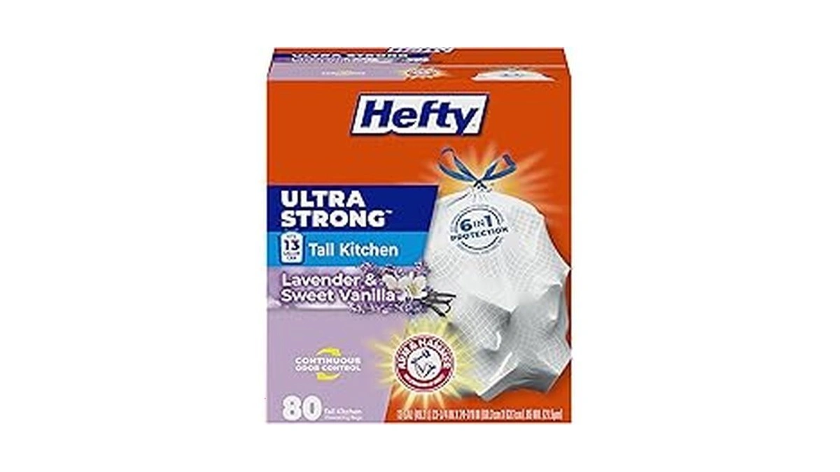 Hefty Ultra Strong 13 Gal Kitchen Trash Bags, White, Lavender