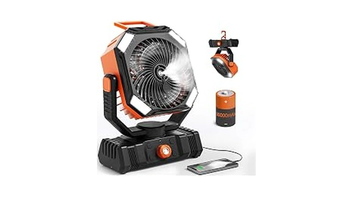 Aiepoch Camping Fan Rechargeable - 30000mah Battery Powered Misting Fan