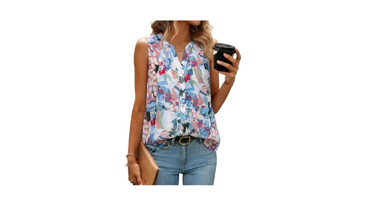 Simplee Chiffon Floral Tank Tops