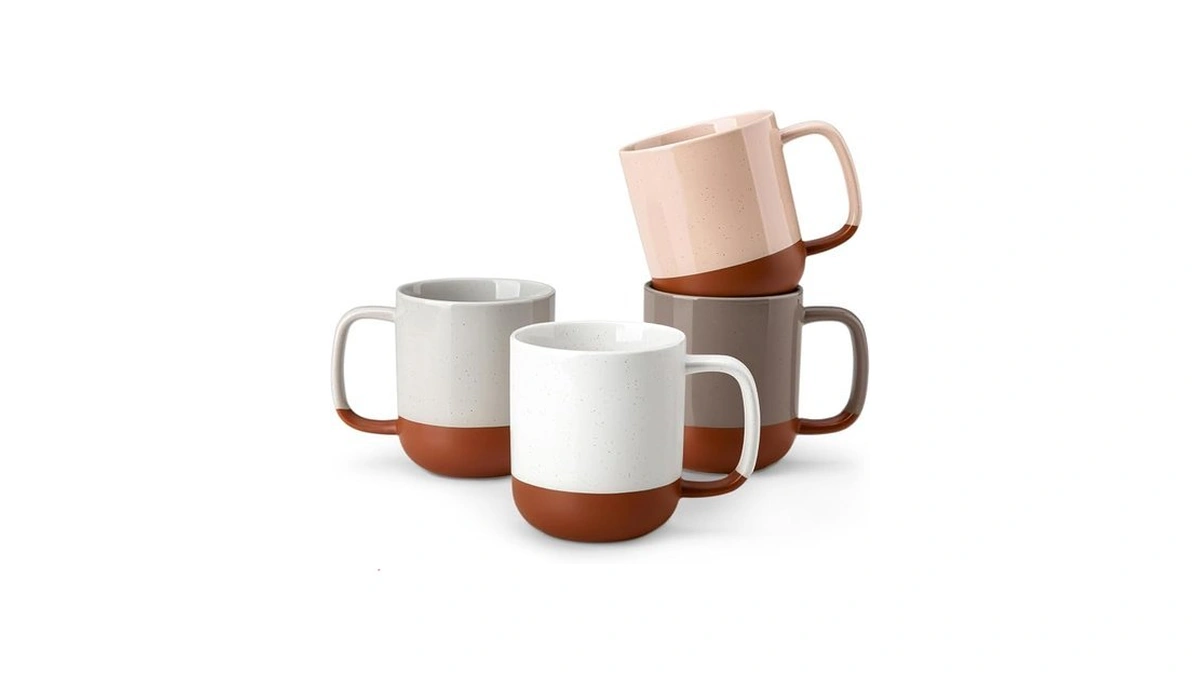 Malacasa Ceramic Coffee Mugs Set Of 4, 11oz Coffee Cups,