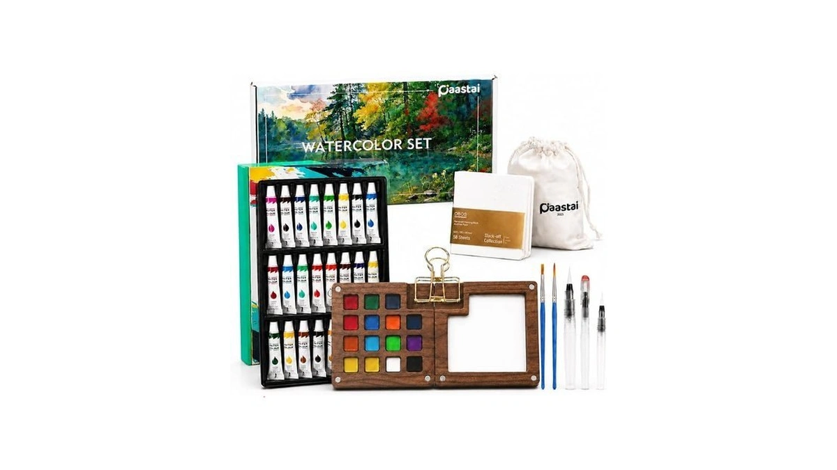Mini Watercolor Paint Set, 24 Colors Portable Travel Water Color