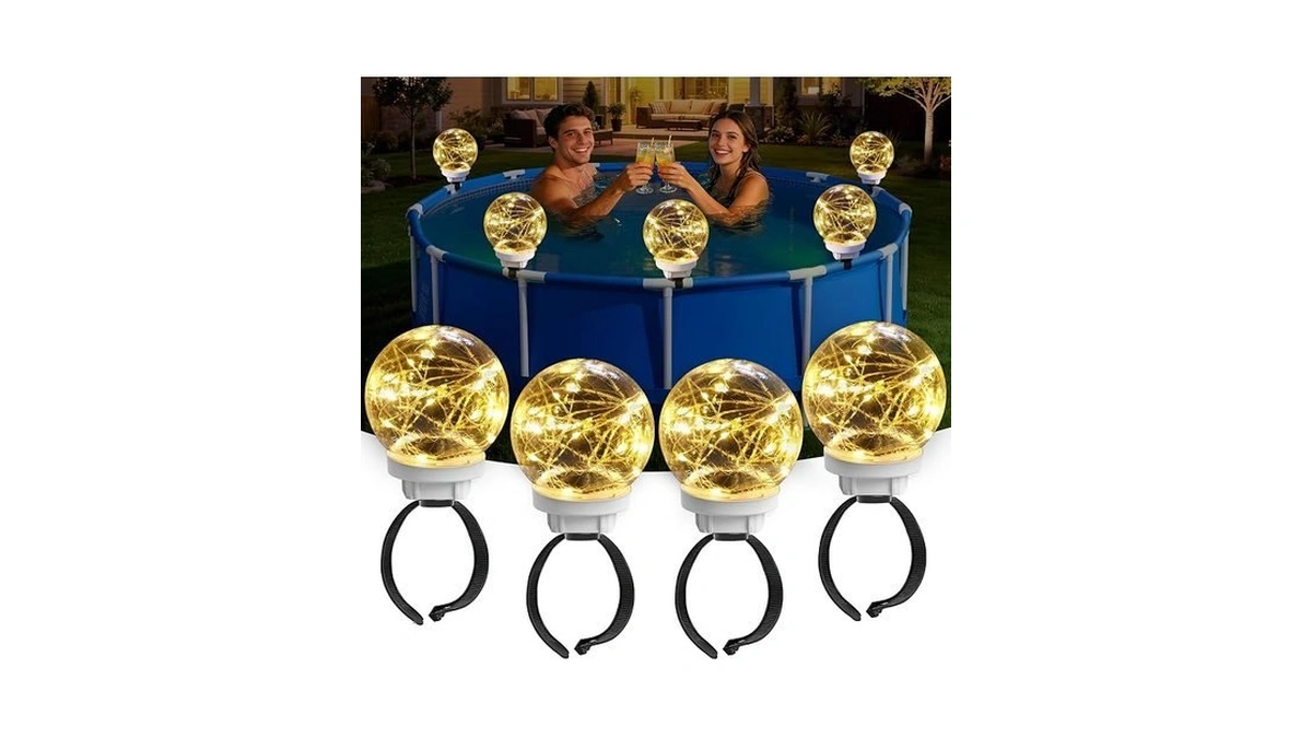 Meilyte Solar Pool Lights For Frame Above Ground Pool-4pcs