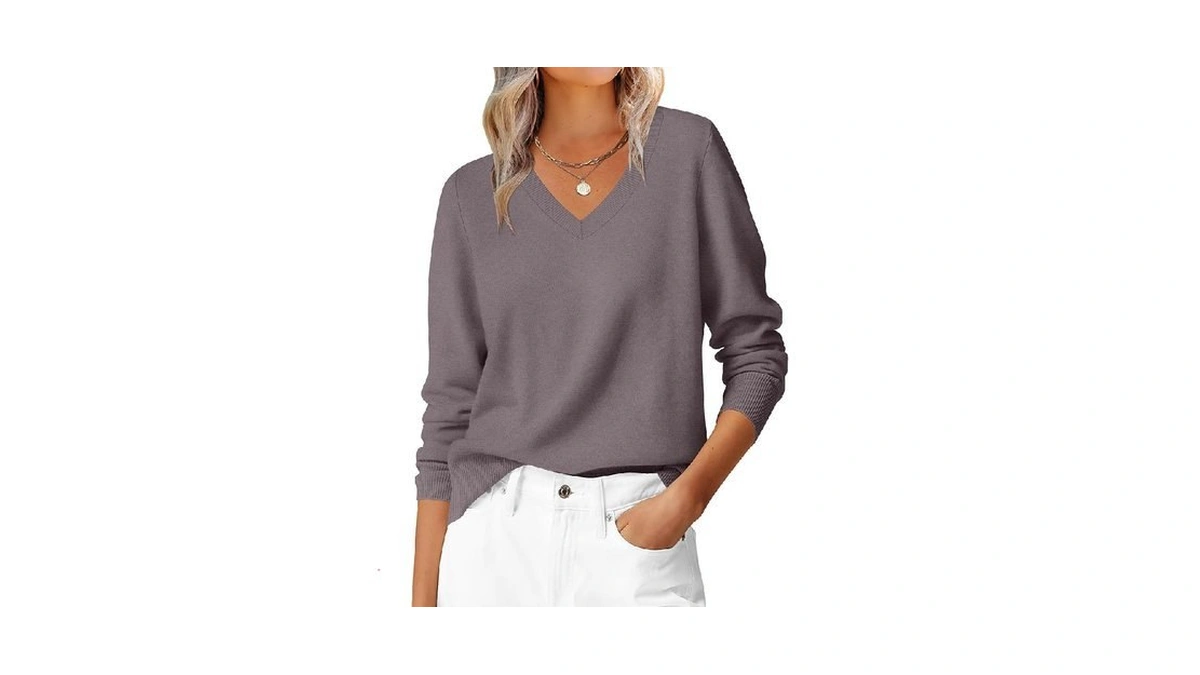 Anrabess Long Sleeve V-neck Sweaters