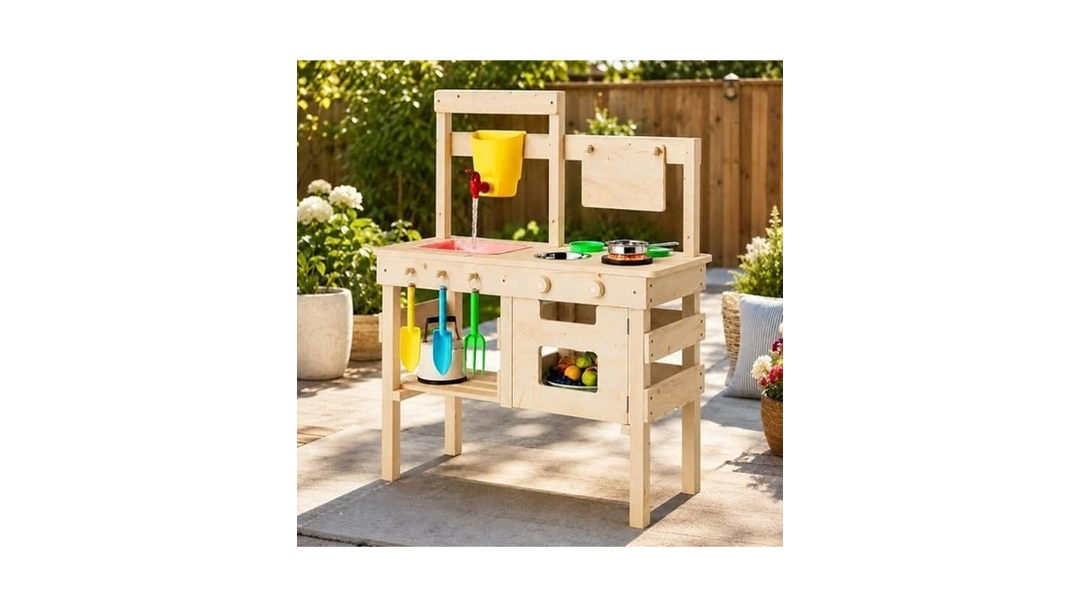 Outdoor Play Kitchen For Kids, Mud Kitchen With Water Faucet,