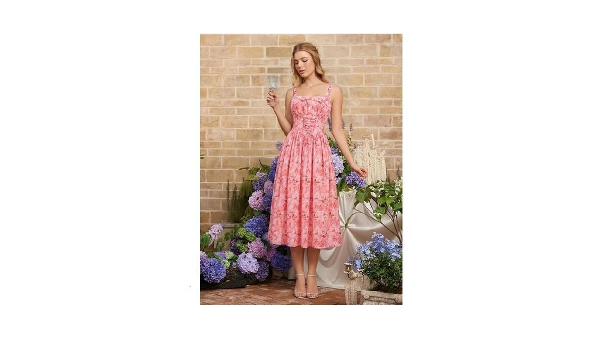 Scarlet Darkness Floral Dress For Women Wedding Guest Sundress With