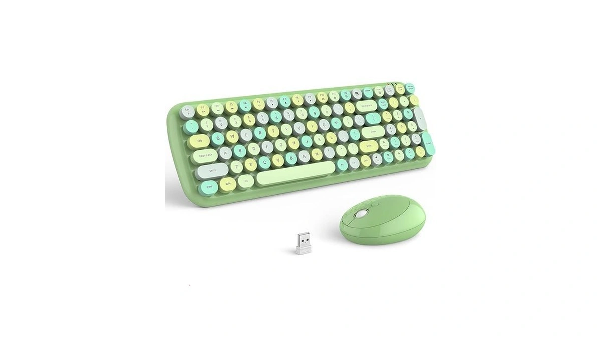 Knowsqt Wireless Keyboard And Mouse Combo, Light Green 100 Keys