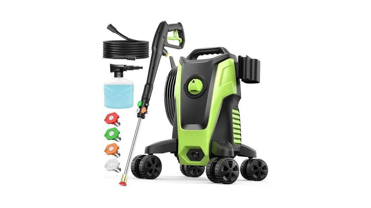 Imdot 4800psi Electric Pressure Washer With 4 Lockable Wheels, Portable