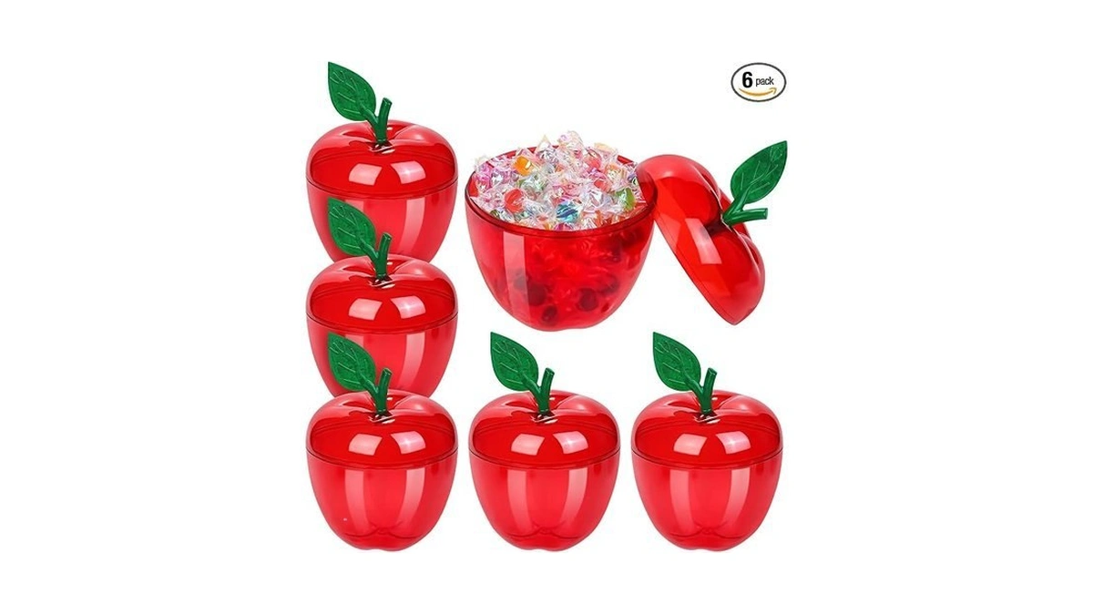 Aneco 6 Pack Red Apple Container Teacher Appreciation Gift Candy