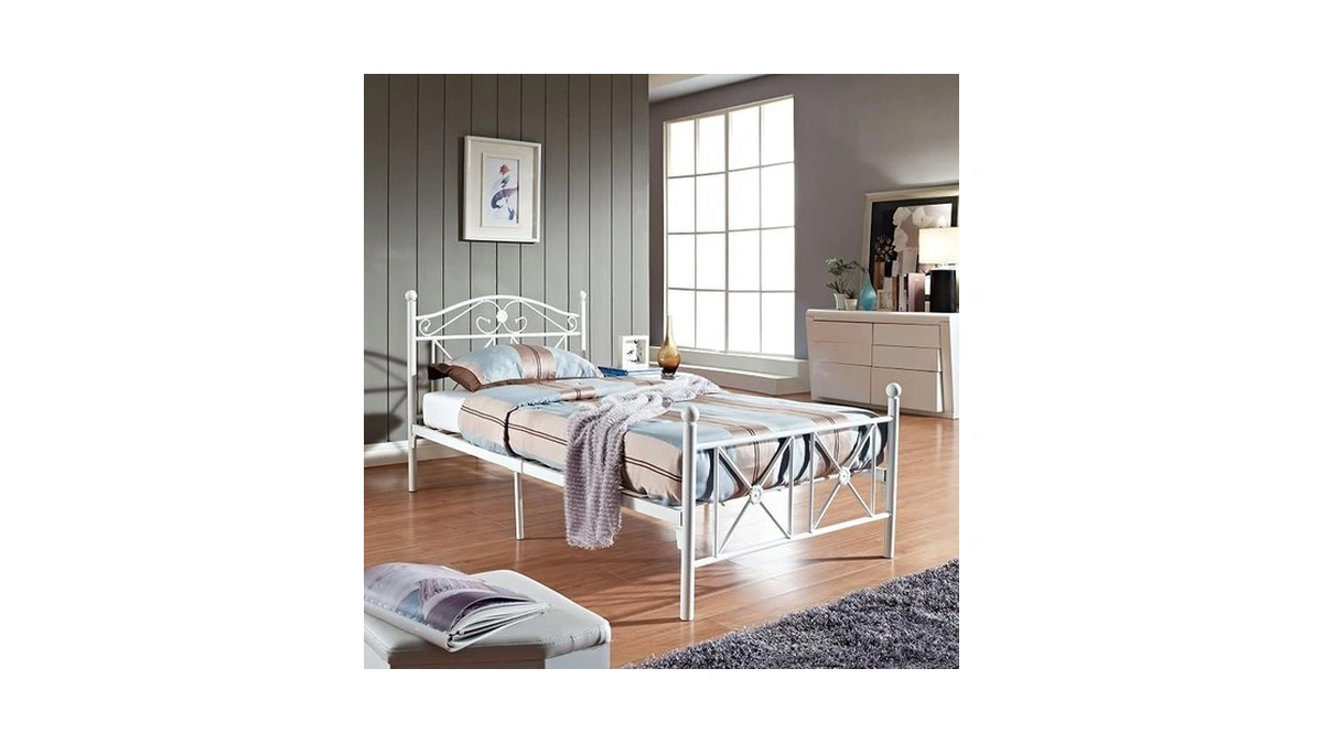 Modway Cottage Modern Farmhouse Metal Twin Platform Bed In White