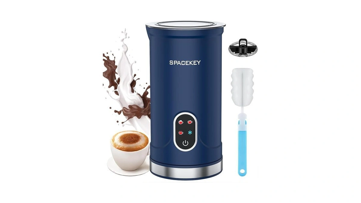 Spacekey 4-in-1 Electric Milk Frother, Mute Mode, 10.1oz Foam Maker