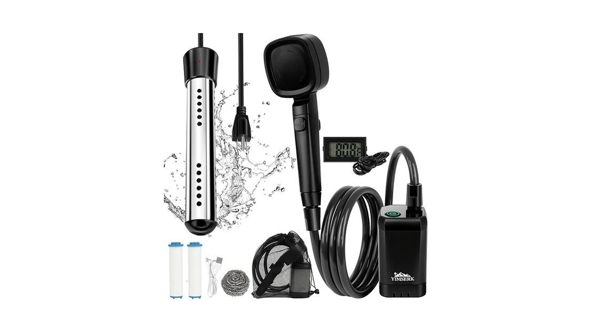6000mah Portable Shower For Camping With 2000w Immersion Water Heater