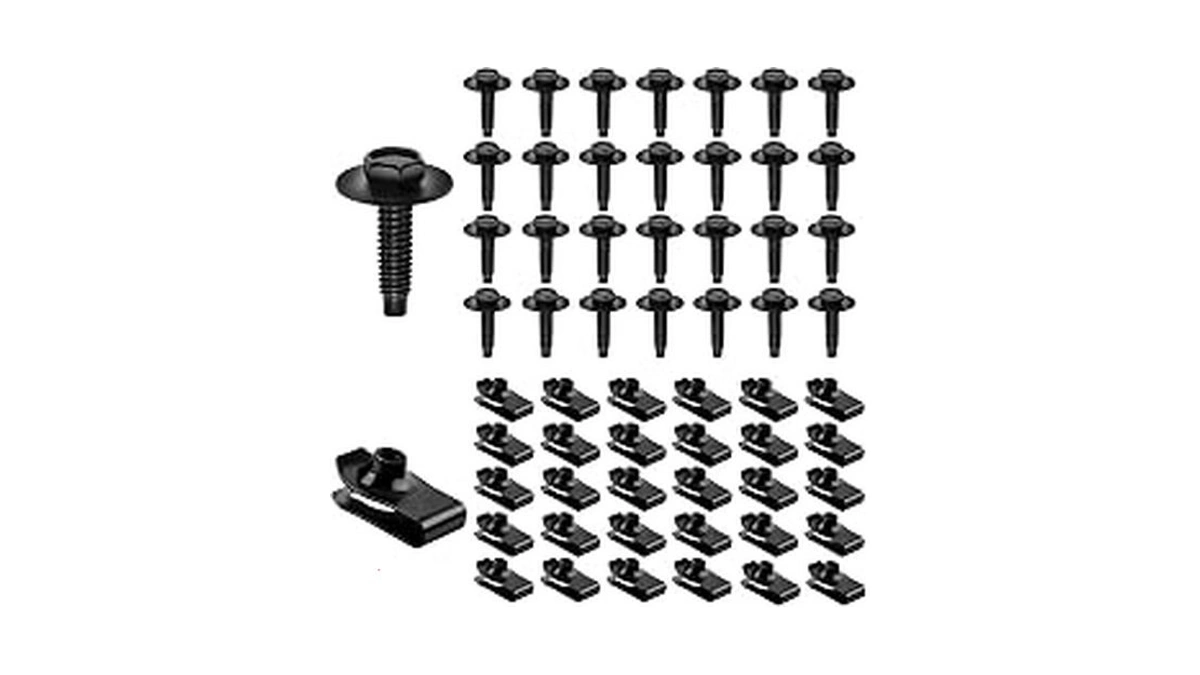 Upgraded 60pcs M6-1.0×25mm Extruded U Nuts And Hex Head Sems