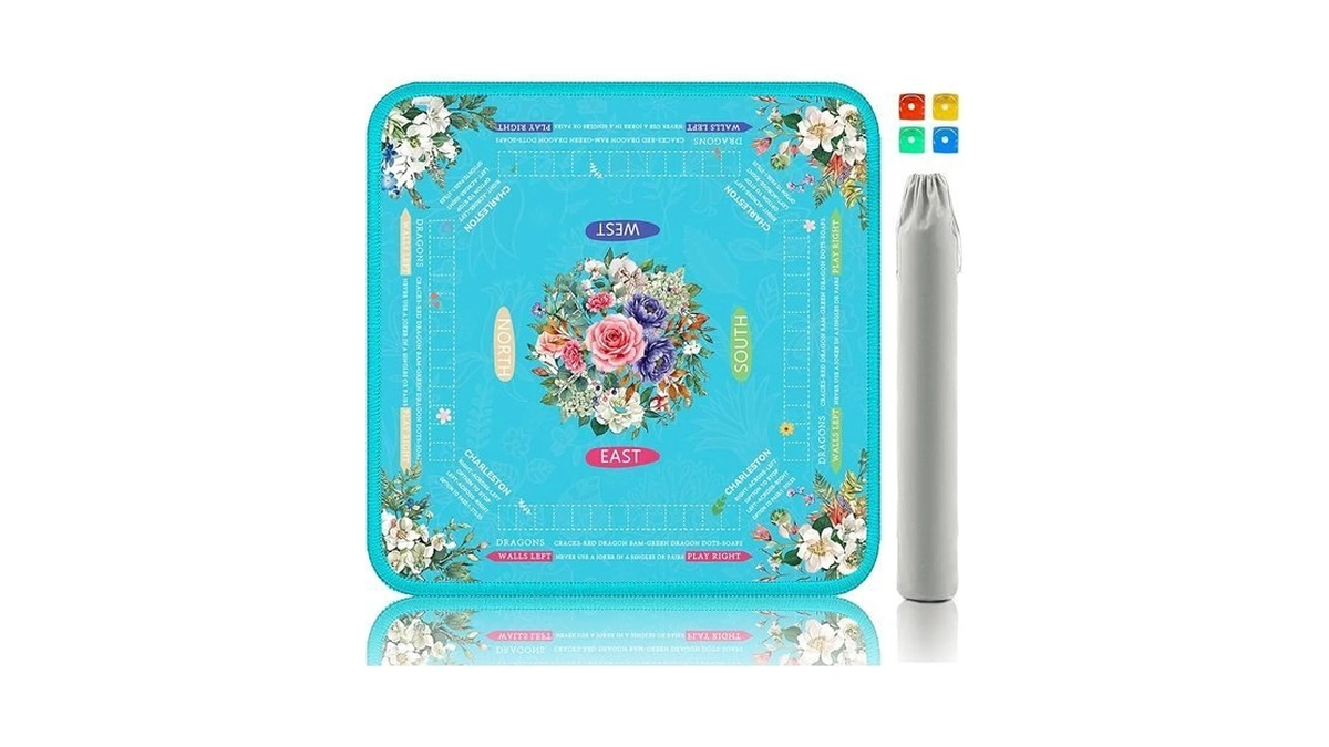 Bessilyn Mahjong Mat, 32.7x32.7 Inch Non-slip Rubber Mahjong Mats For