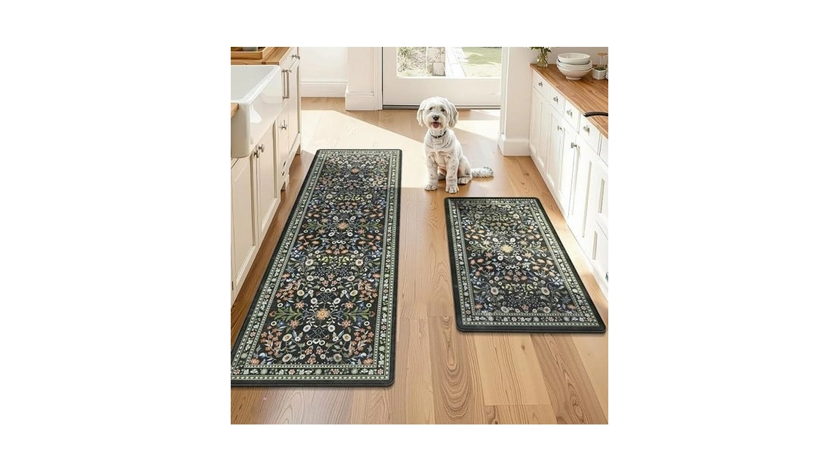 Yamaziot Boho Anti Fatigue Kitchen Rug Set Of 2 Black,