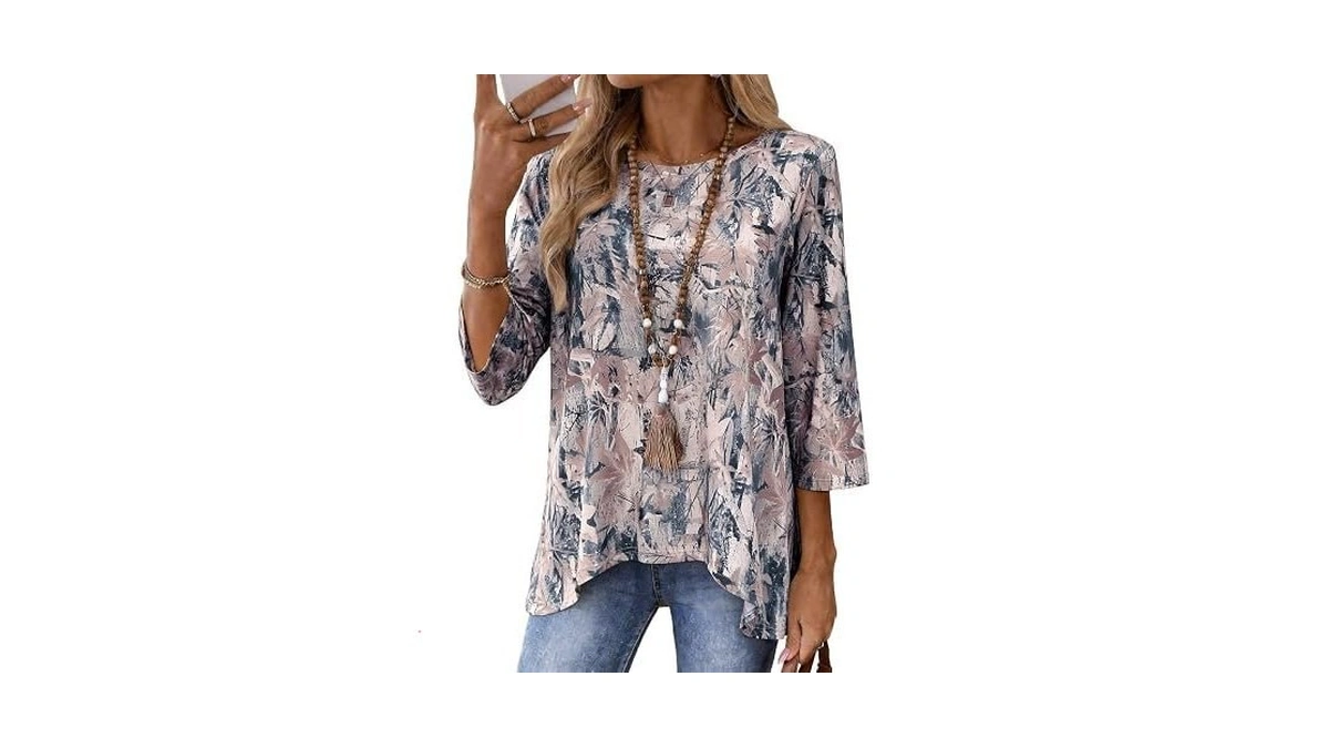 Totatuit 3/4 Sleeve Tunic Tops For Women Summer Ladies Blouses