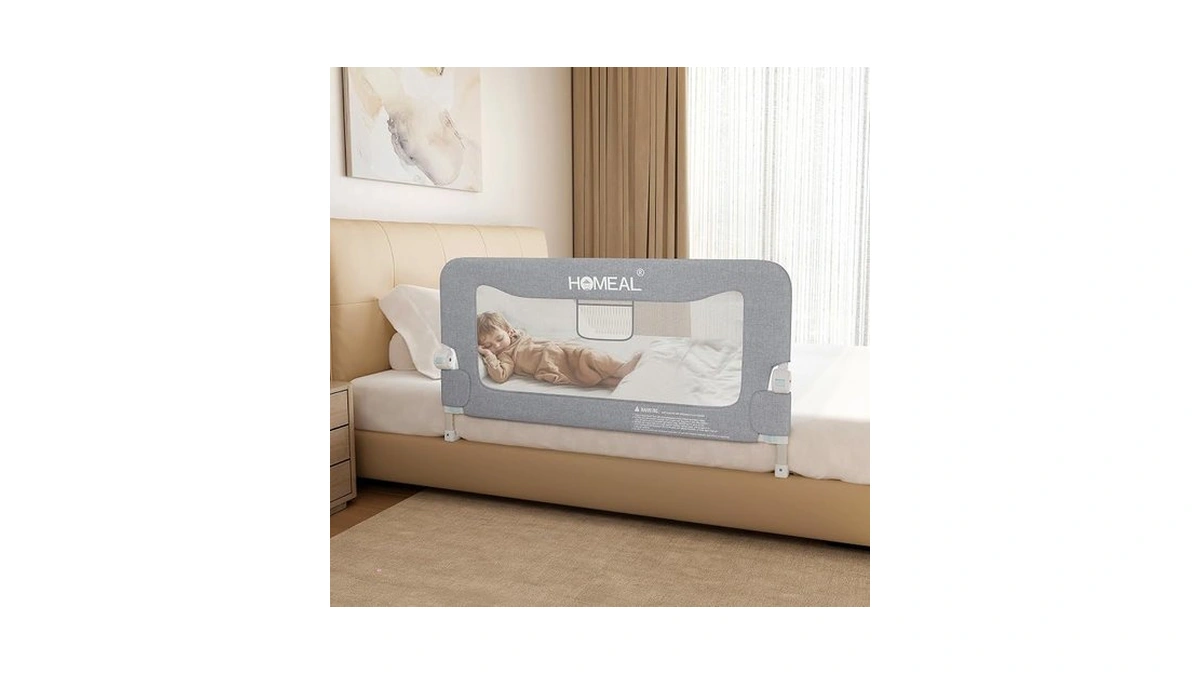 Homeal Bed Rail For Toddlers，47" X 26" Grey, Long Tall