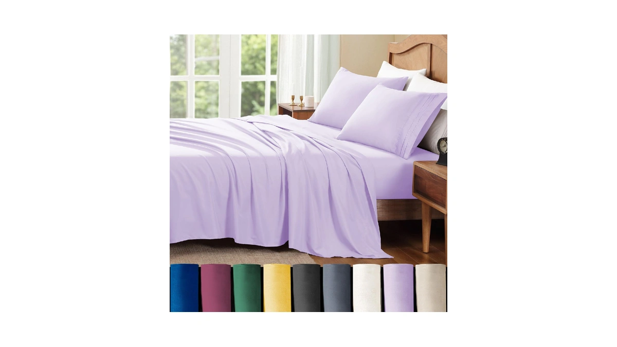 Clevahome Queen Sheets Set, 4-piece Fitted Queen Sheets, Lilac