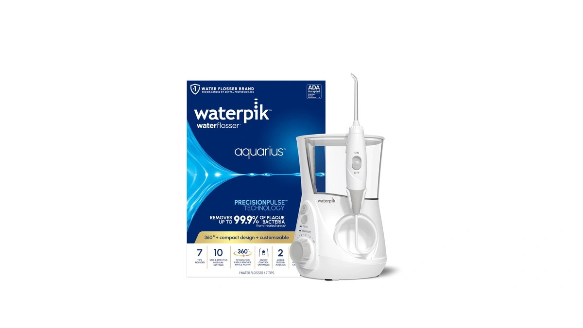 Waterpik Aquarius Countertop Water Flosser With 10 Settings, 7 Tips,