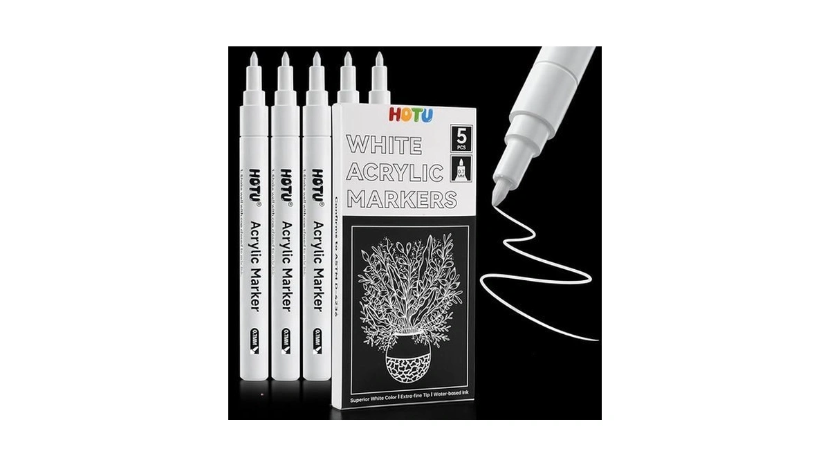 Hotu White Paint Marker Fine Tip, Set Of 5 For