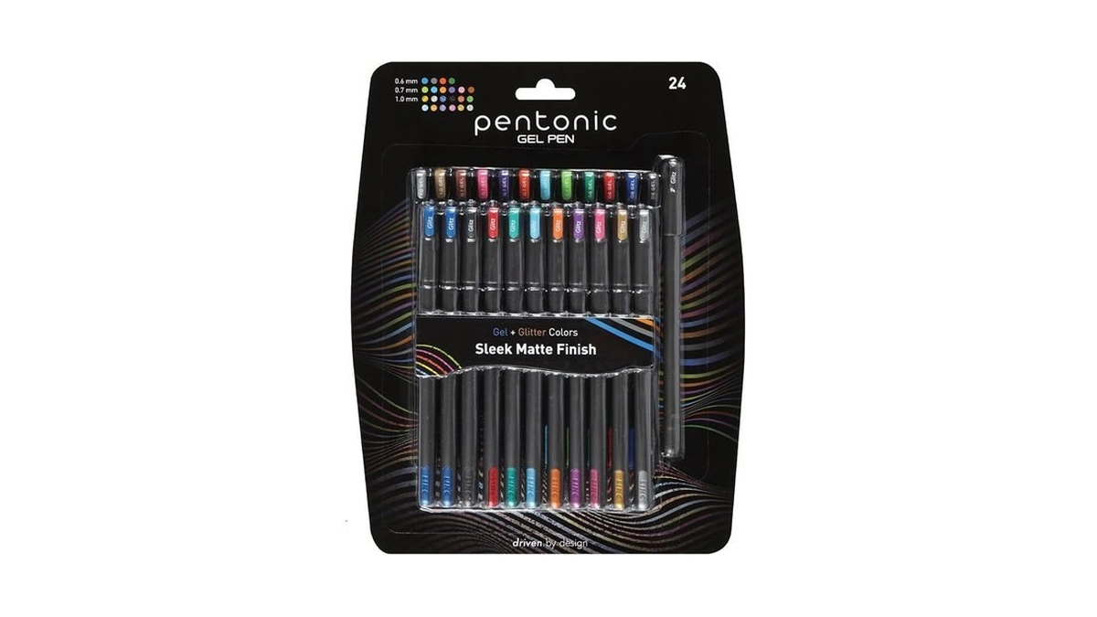 Pentonic Gel Pens, 24 Count, Mixed Pack (12 Assorted Color