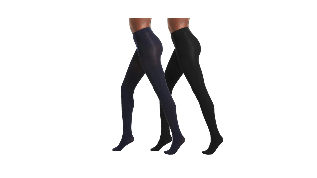 No Nonsense Women's Super Opaque Control-top Tights, Black/navy, Xx-large