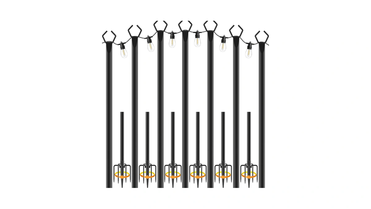 Nuerpo 7 Pack String Light Poles,metal Poles For Hanging Outdoor