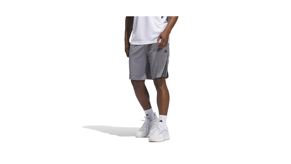 Adidas Men's 3-stripes Basketball Shorts, Grey/black, Small/5" Inseam