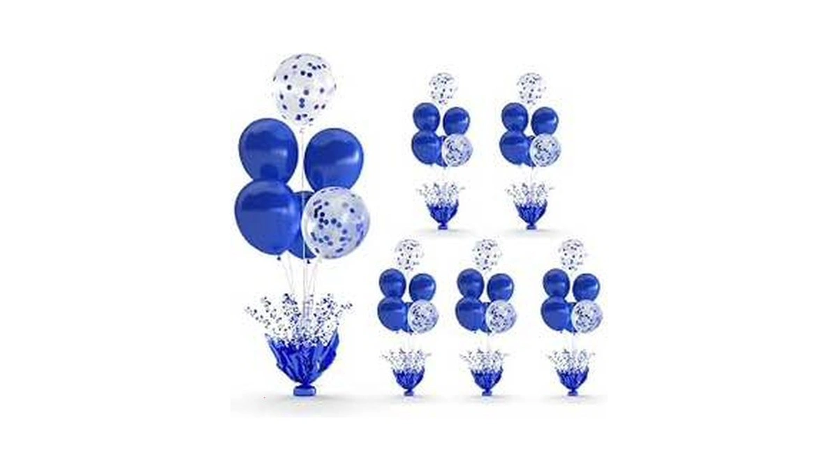 6 Set Blue Balloon Table Centerpieces For Birthday Parties, Balloon