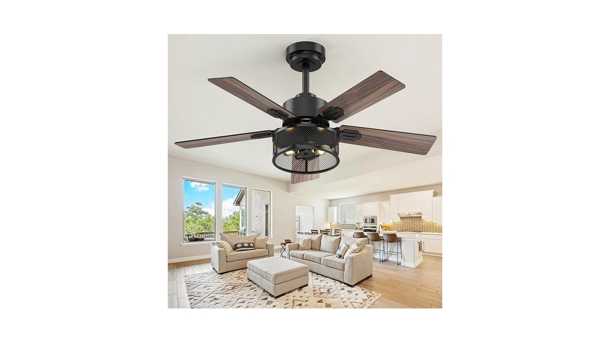 Vaczon Farmhouse Ceiling Fans With Lights And Remote, 42 Inch