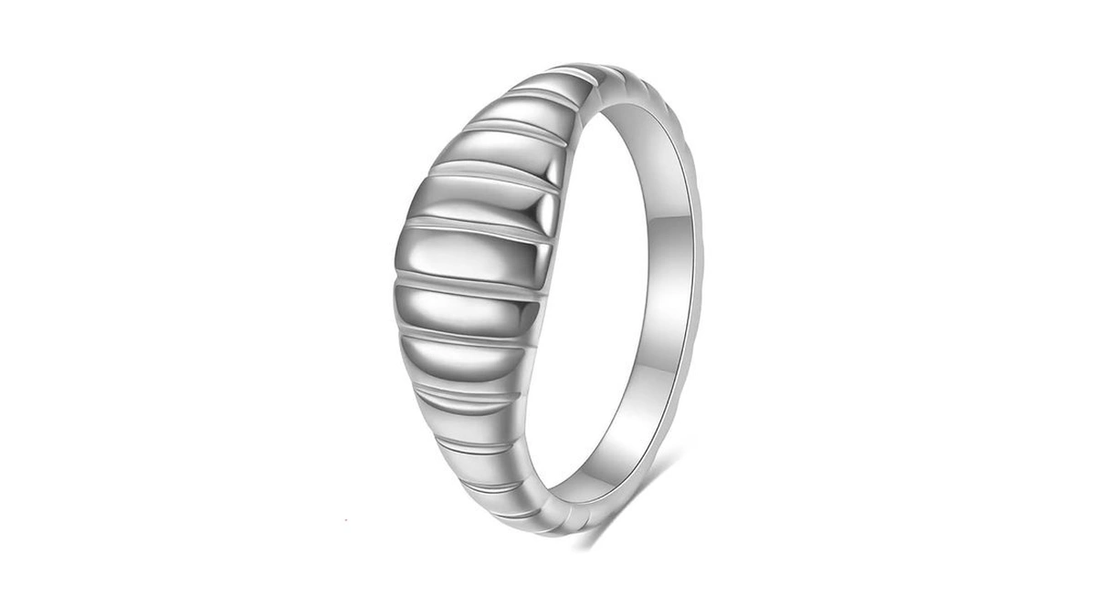 Myneney Thick 14k Gold Plated Stackable Signet Ring Filled Chunky