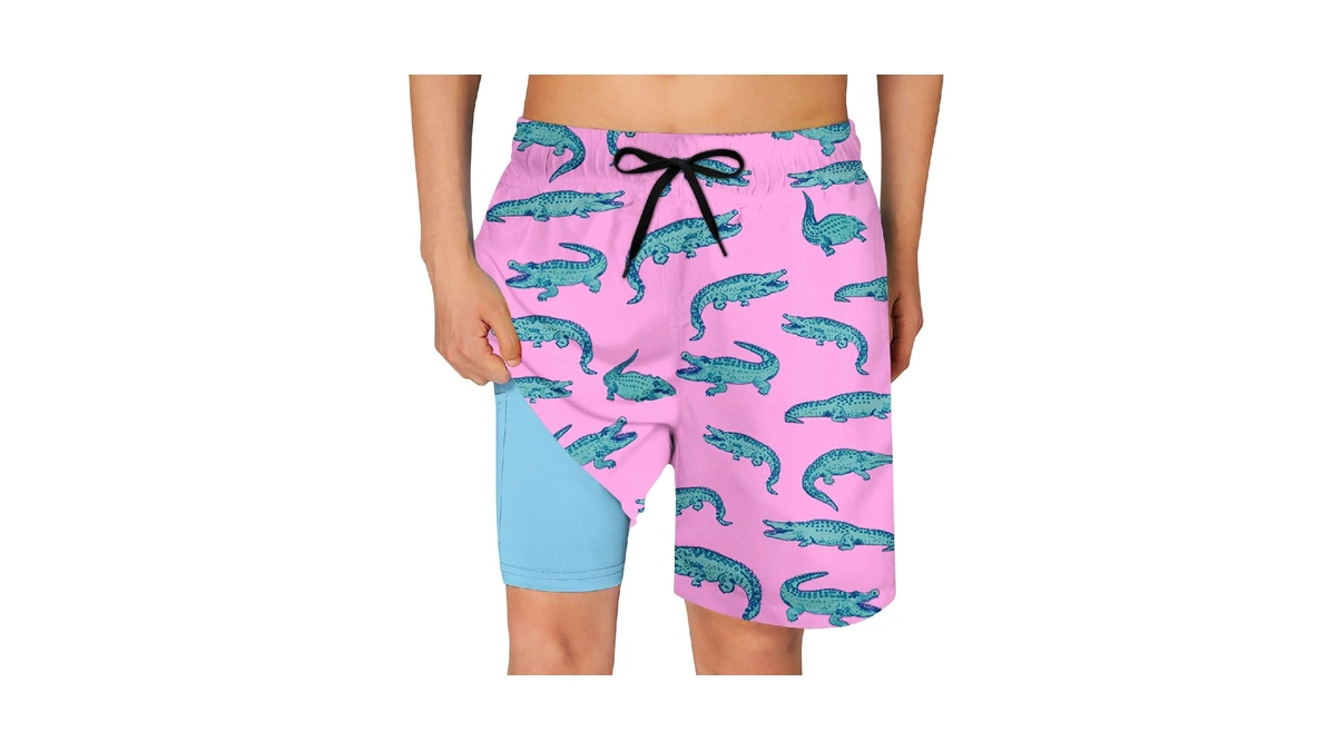 Cozople Teen Boys Crocodile Swim Trunks Size 14-16 Swimwear Quick