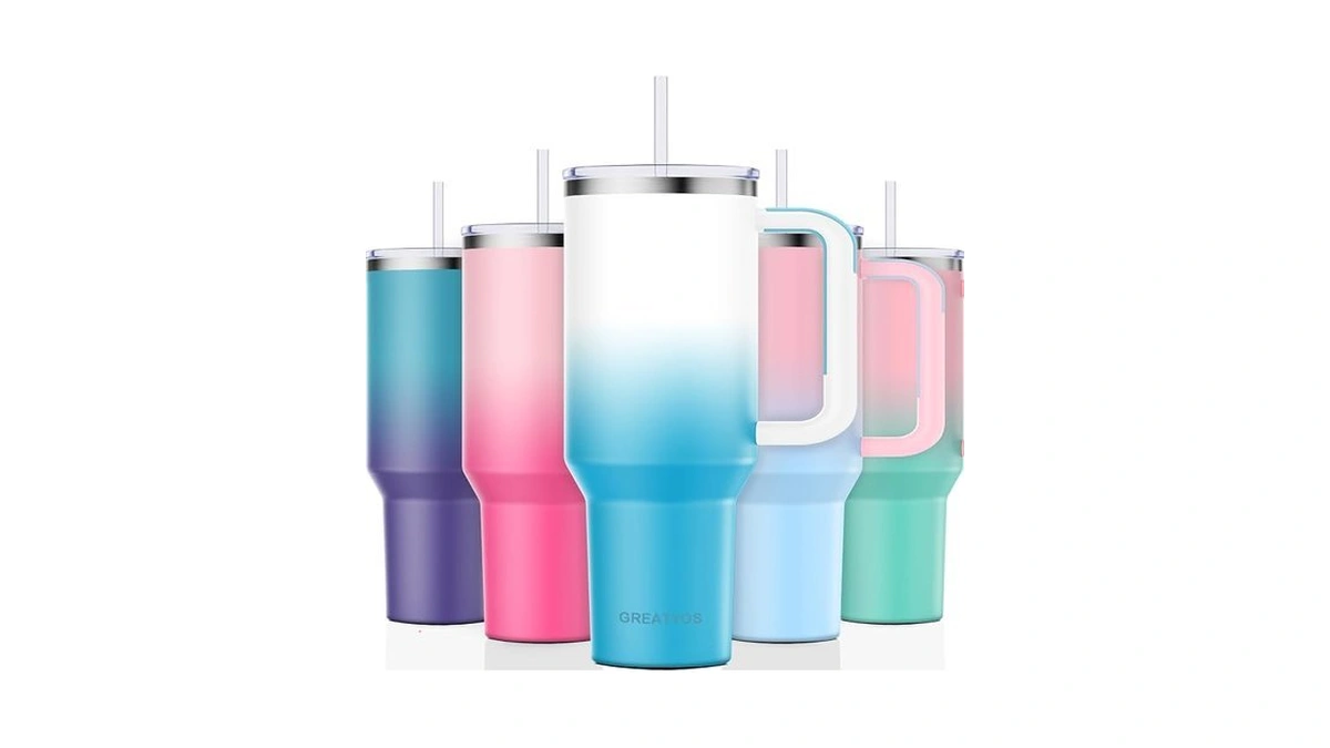 Greatyos 40 Oz Tumbler With Handle And Straw Lid Insulated