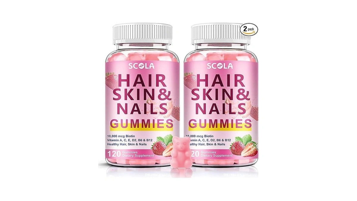 Scola Hair Skin And Nails Gummies, Biotin (10,000mcg) Hair Skin