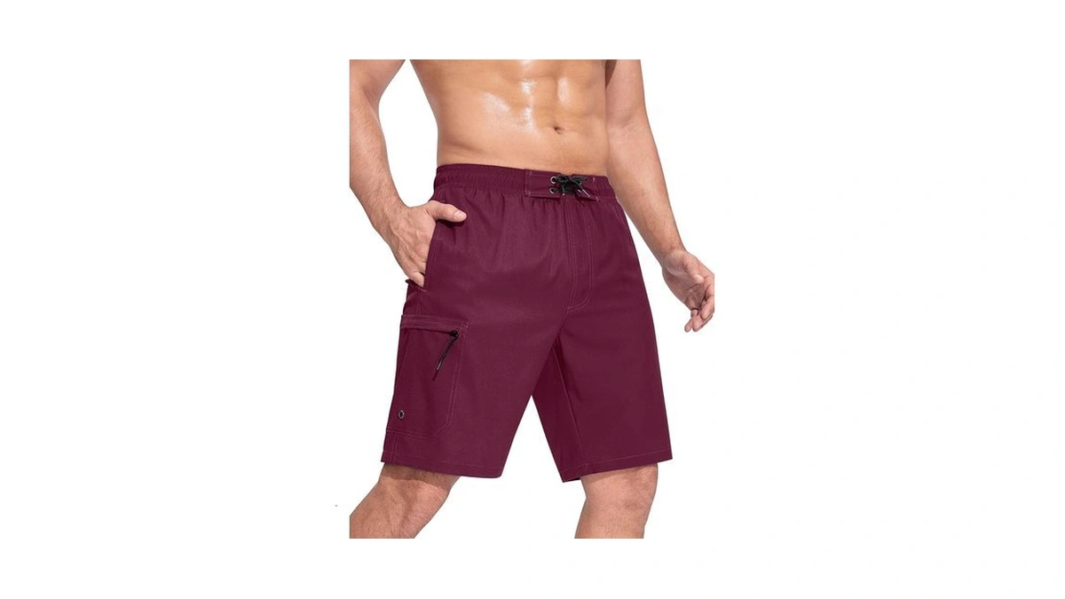 Silkworld Mens Swim Trunks Bathing Suit Beach Swim Shorts Red