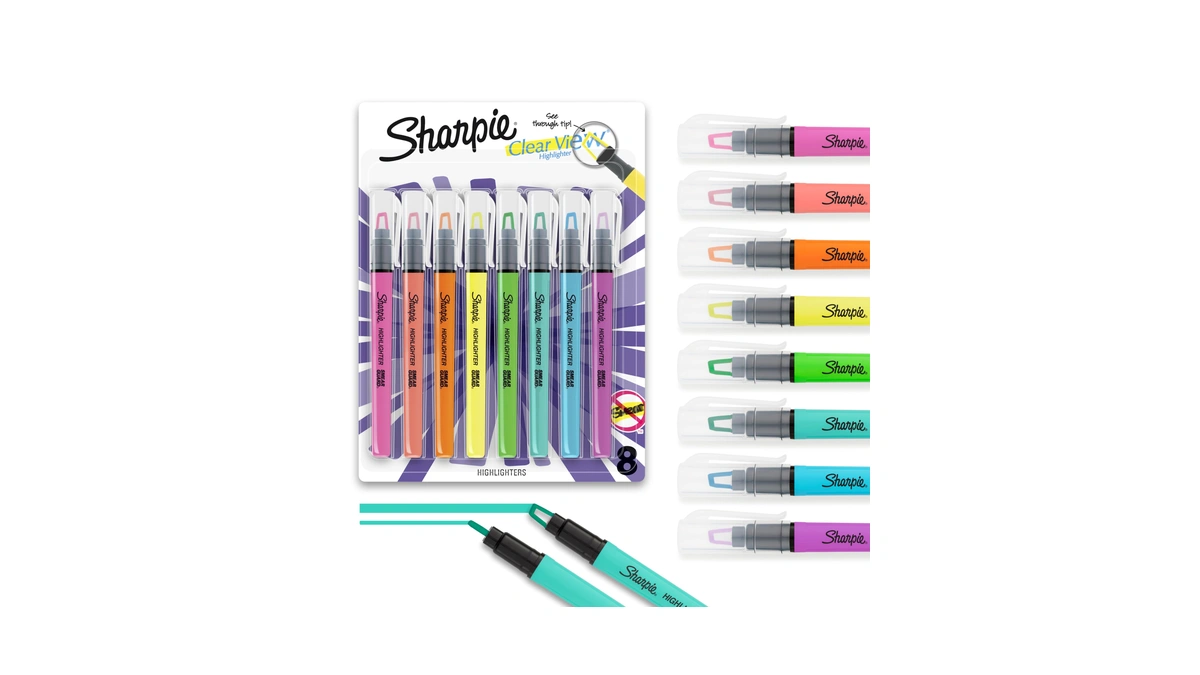 Sharpie Clear View Highlighter Sticks, Chisel Tip Highlighter Market Set,