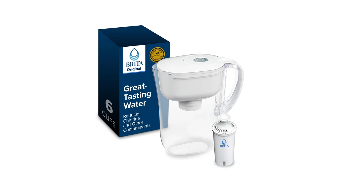 Brita Small 6-cup Water Filter Pitcher, Includes 1 Filter, White