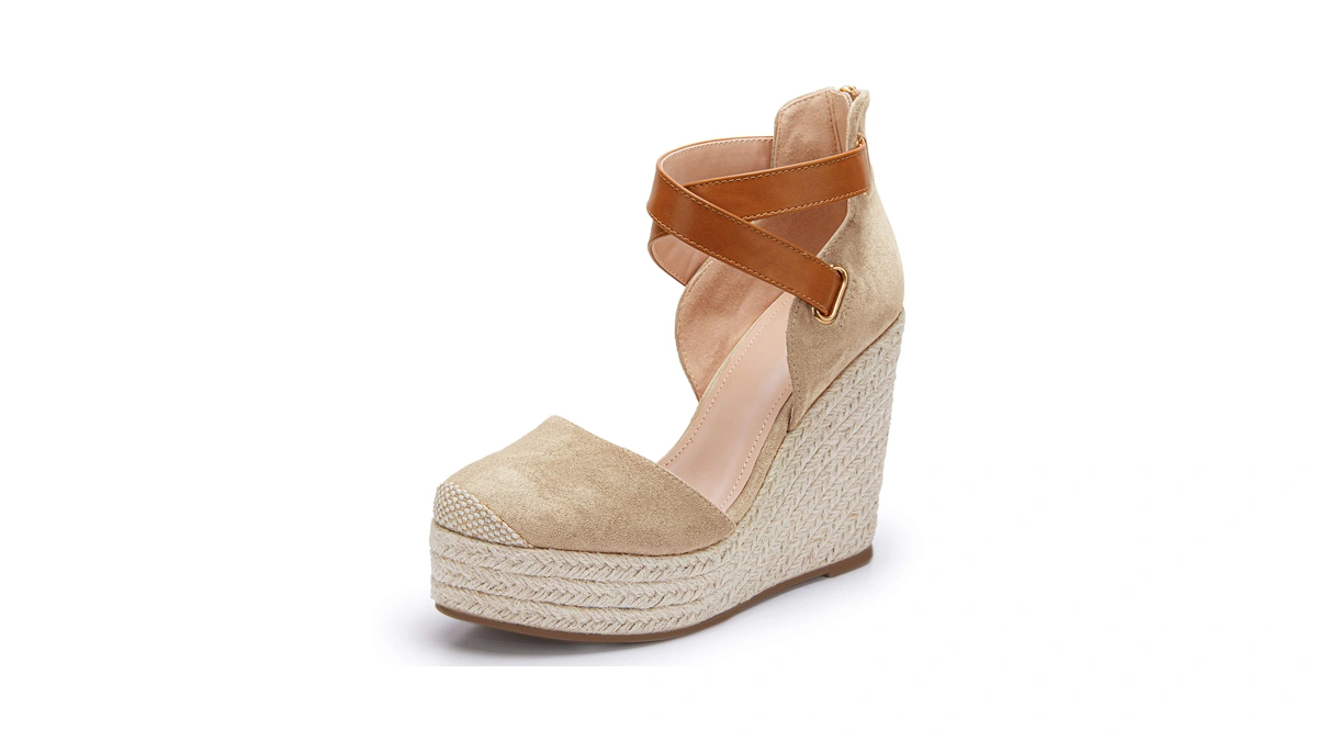 Piepiebuy Womens Wedge Espadrille Ankle Strap Closed Cap Toe Platform