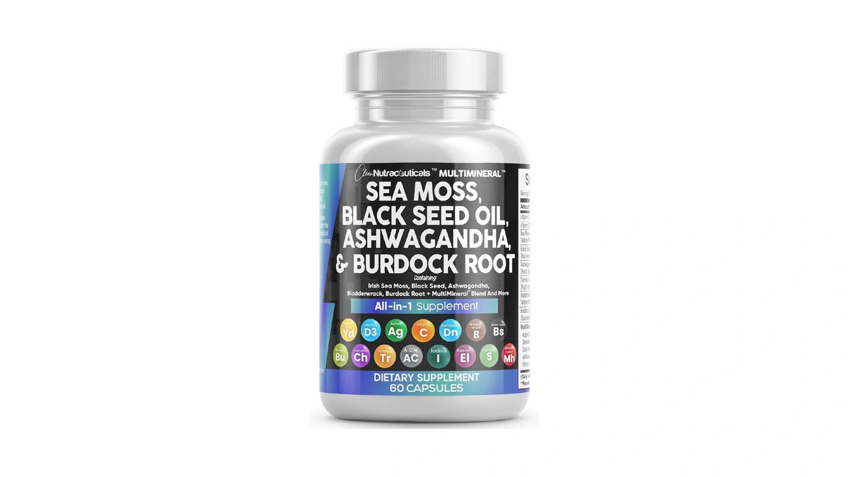 Clean Nutraceuticals Sea Moss Black Seed Oil Ashwagandha Turmeric Bladderwrack