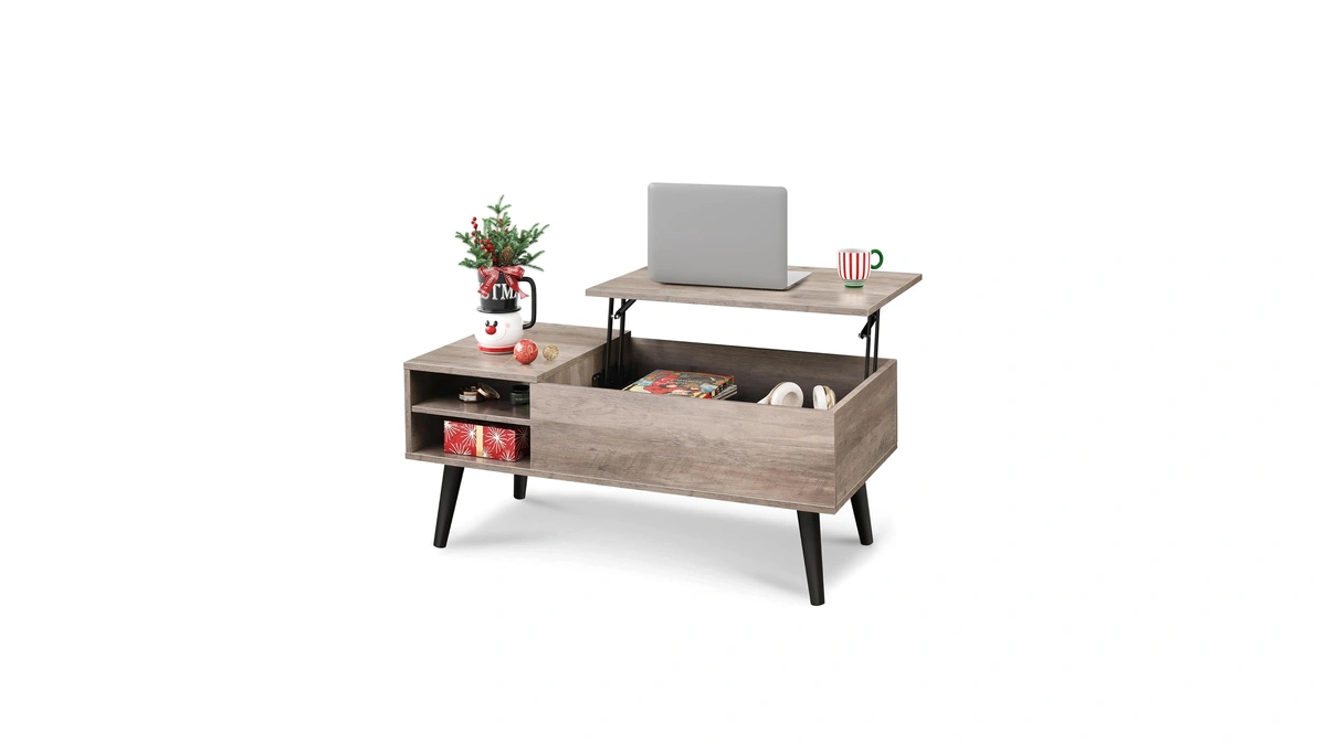 Wlive Lift Top Coffee Table With Hidden Storage, Adjustable Shelf,