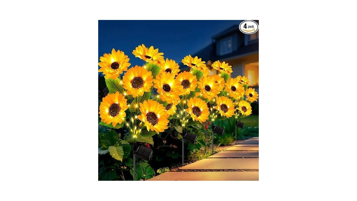 Letmy Solar Lights Outdoor Garden Decor, 4pack Upgraded Solar Garden