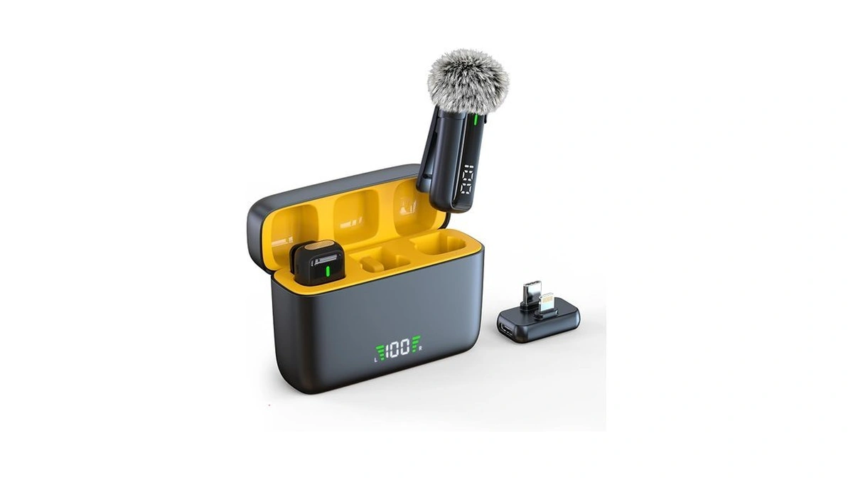 Ouwealy 2 In 1 Wireless Lavalier Microphone For Iphone Android